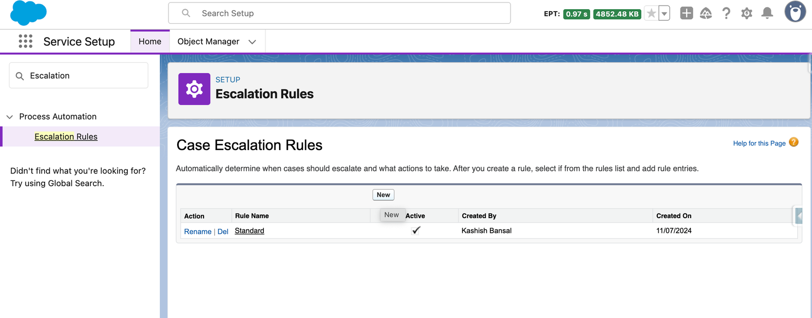 create escalation rule